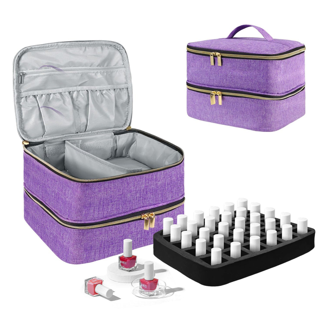 Nagellack Organizer Tasche, Doppelschicht Nagellack Aufbewahrung Box, Organizer Koffer für Nageldesi