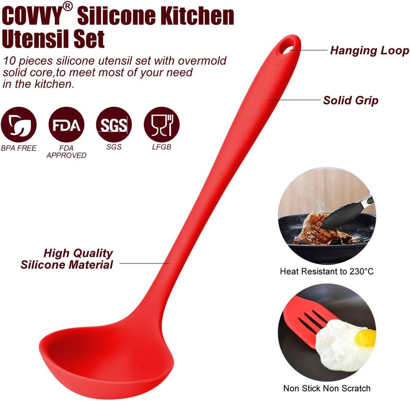 COVVY 10 Stück Silikon Küchenhelfer Set Küchen Backen Set Hitzebeständigkeit bis zu 230°C für Jede K