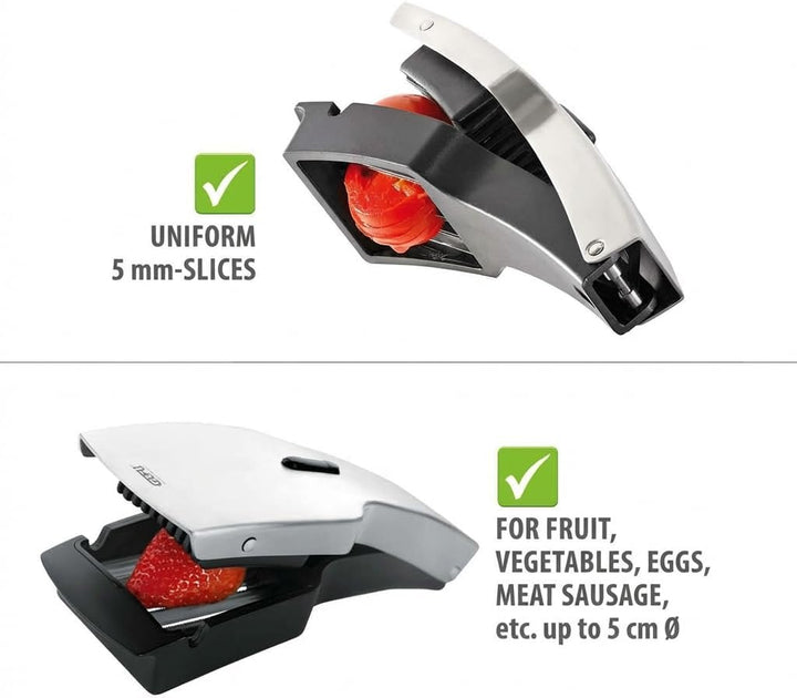 GEFU TARI Gemüseschneider mit 5mm Klingenzähnen - Präziser Scheibenschneider für Obst, Eier & Ka
