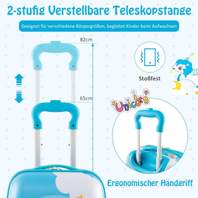 DREAMADE 2 TLG. Kinderkoffer & Rucksack, 16” +12” Kinderkofferset, Kindertrolley Kindergepäck, Handg