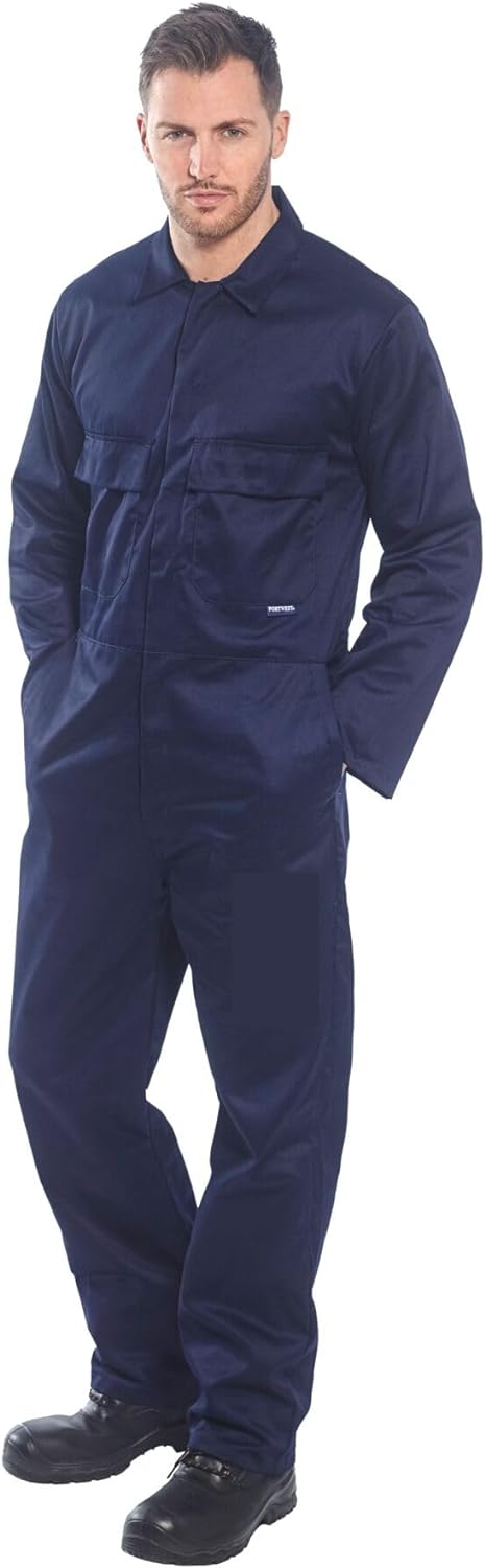 Portwest S999 Herren Euro-Arbeitskleidung Polycotton Overall Arbeitsanzug Blau Navy 5XL, Blau Navy 5