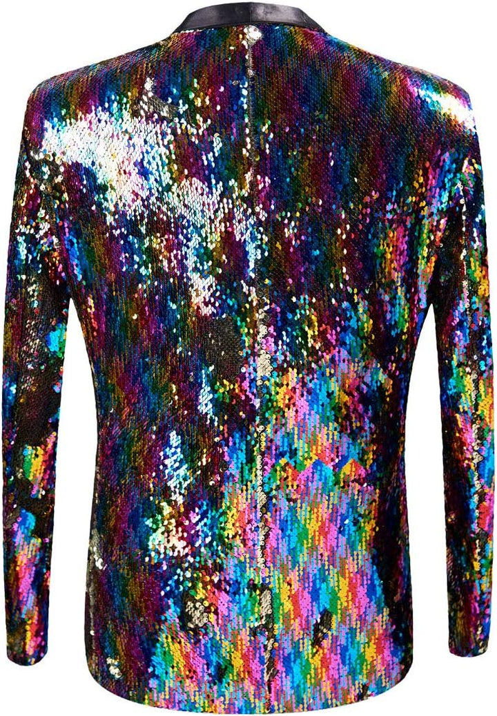 PYJTRL Herren-Blazer mit 2 Farben und glänzenden Pailletten XS Bunt, XS Bunt