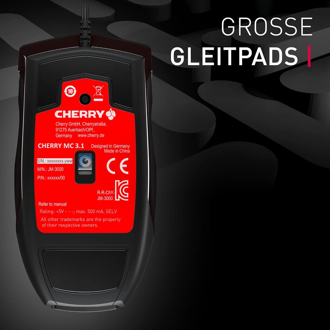 CHERRY MC 3.1, kabelgebunde Gaming-Maus, hochpräziser optischer 5.000 dpi Pixart-Sensor, 6 frei prog