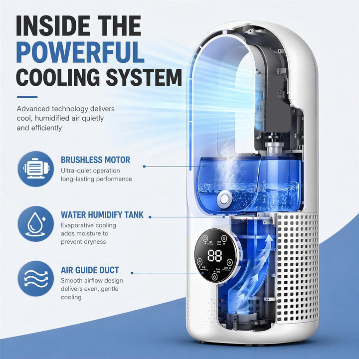 Tragbarer Klimaanlagenventilator, leiser Klimaanlagenventilator mit 6 Geschwindigkeiten, Mini-Ventil