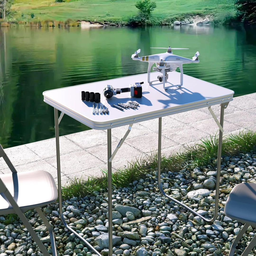Alu klappbar mit Tragegriff, Garten Tisch, Klappbarer Campingtisch, 80CM, Leichter Aluminium-Klappti