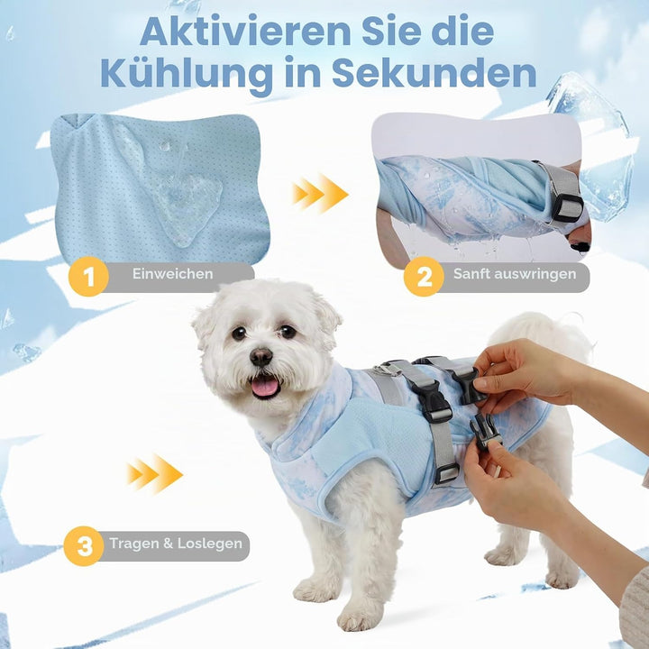 Kühlweste Hund Sommer Leicht Atmungsaktiv Kühlmantel Hund Mit D-Ring, Verstellbar Sonnenschutz Hunde