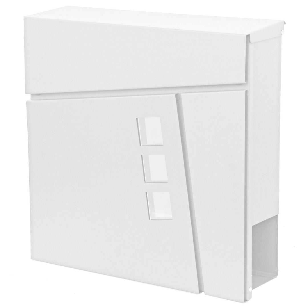 Briefkasten HWC-B29AM, Wandbriefkasten Postkasten Zeitungsfach, pulverbeschichtet - weiss