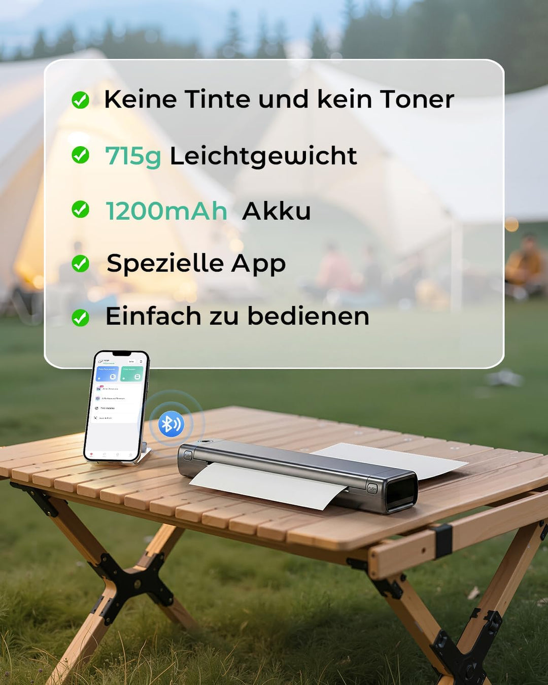 Phomemo Portable Drucker, M08F Bluetooth Mobile Tragbarer Drucker A4 unterstützen 210x297mm A4 Therm