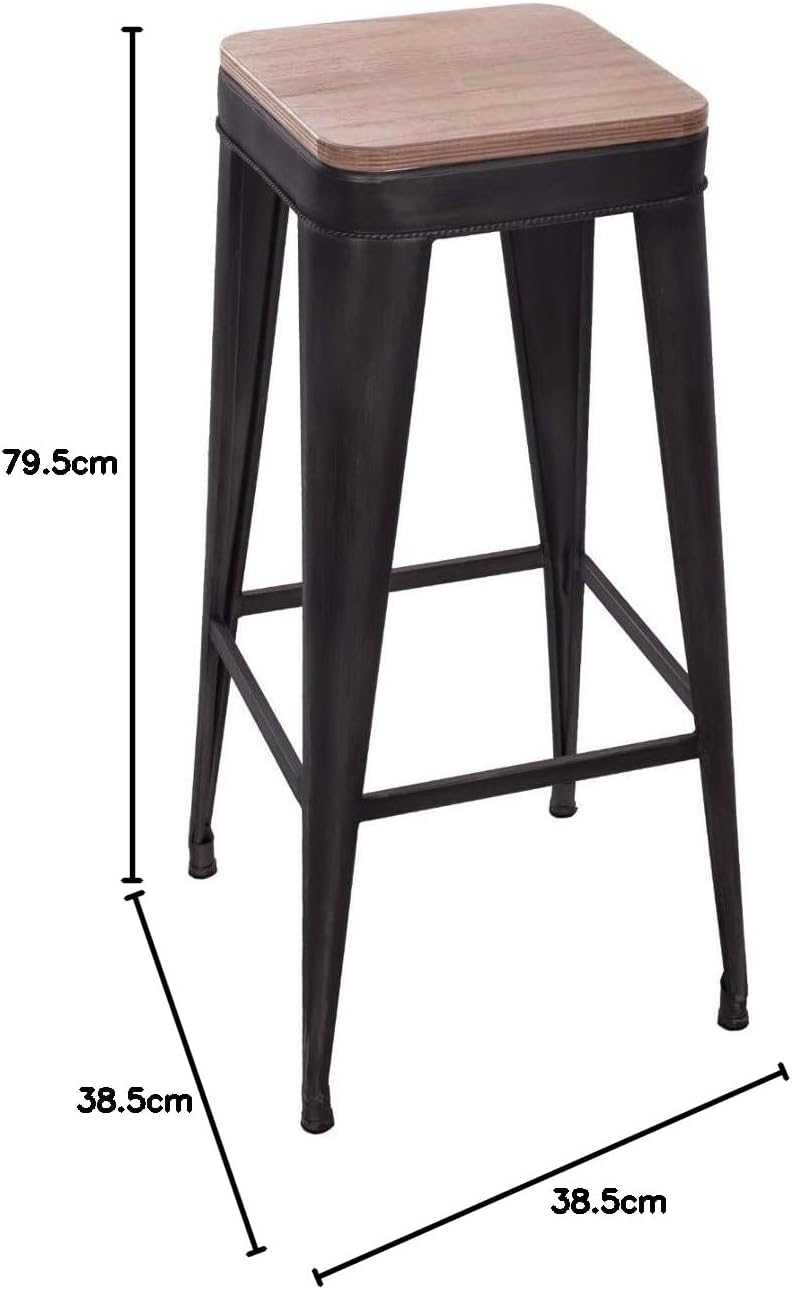 Joris Barhocker aus schwarzem Metall L. 39 x l. 39 x H. 79,5 cm Schwarz, L. 39 x l. 39 x H. 79,5 cm