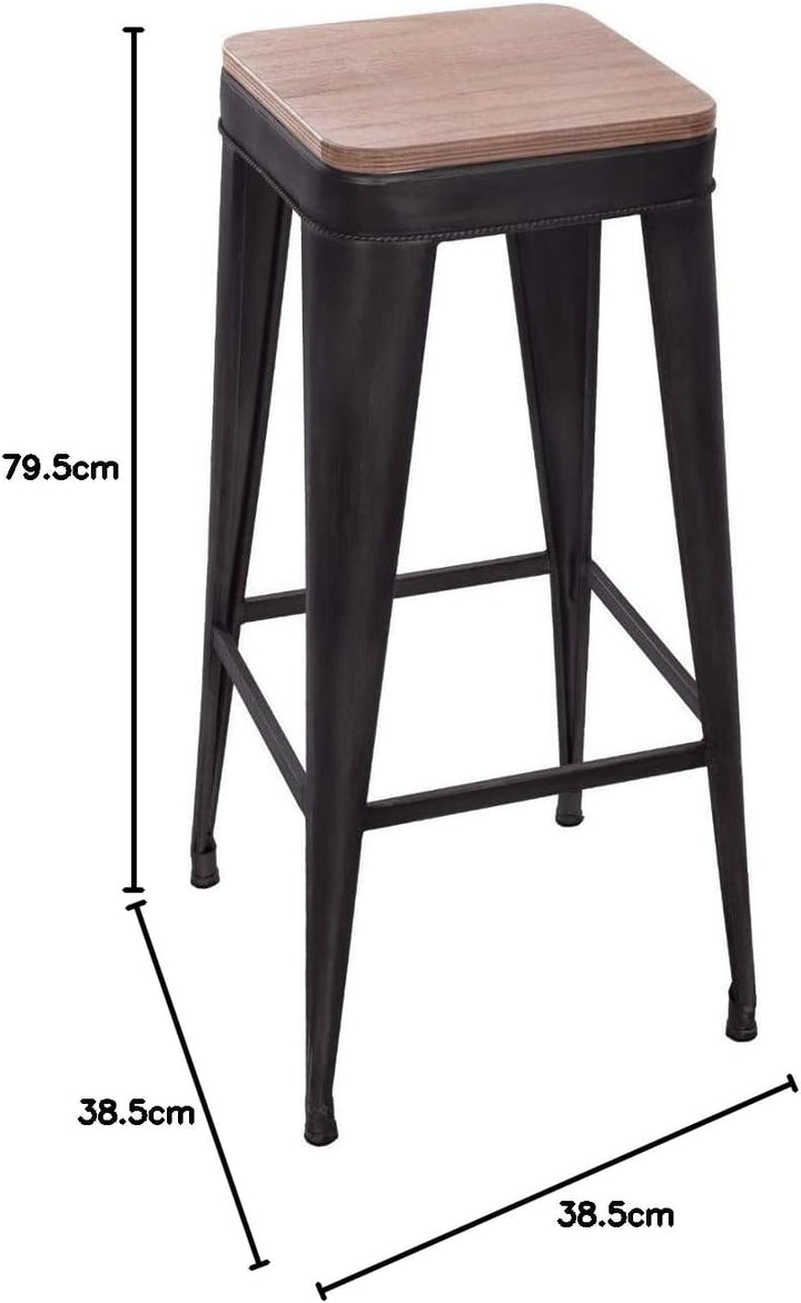 Joris Barhocker aus schwarzem Metall L. 39 x l. 39 x H. 79,5 cm Schwarz, L. 39 x l. 39 x H. 79,5 cm