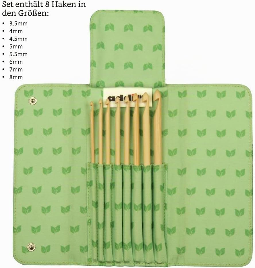 Addi Häkelnadel AddiClick Click Hook Bamboo, Bambus, Grün, 19 x 11 x 2 cm Bambushäkel, Bambushäkel