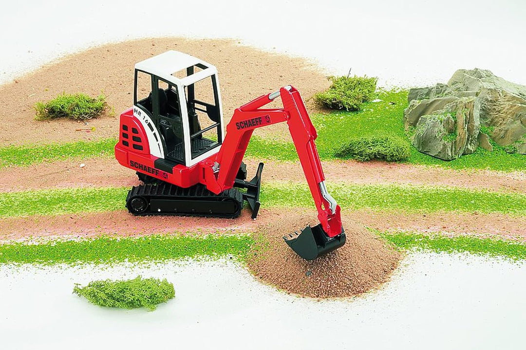 bruder 02432 - Schaeff HR16 Minibagger - 1:16 Baustelle Baufahrzeug Löffelbagger Arbeiter bworld Bau