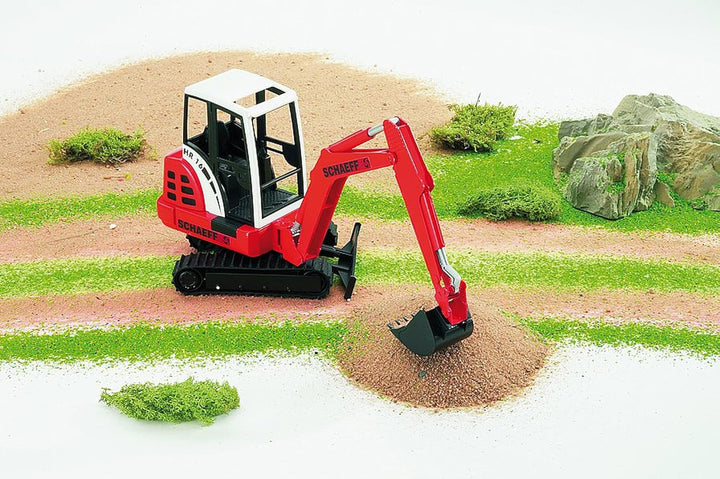 bruder 02432 - Schaeff HR16 Minibagger - 1:16 Baustelle Baufahrzeug Löffelbagger Arbeiter bworld Bau