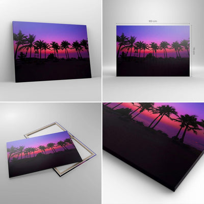 Bilder auf Leinwand 100x70cm Leinwandbild Sonnenuntergang dämmerung sonne palme Gross Wanddeko Bild