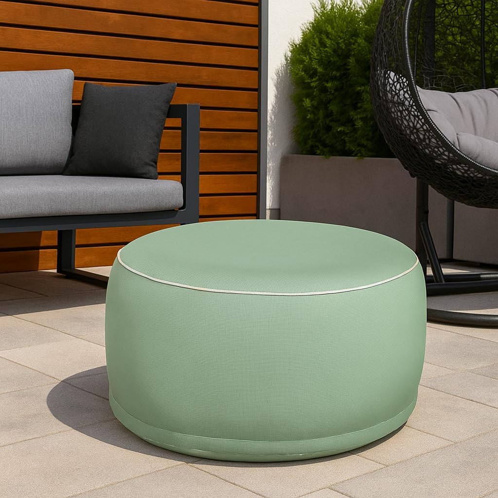 Brandsseller Outdoor Sitzhocker aufblasbar – Pouf Ø 55 x 25 cm – wasserabweisender Sitzsack für Gart