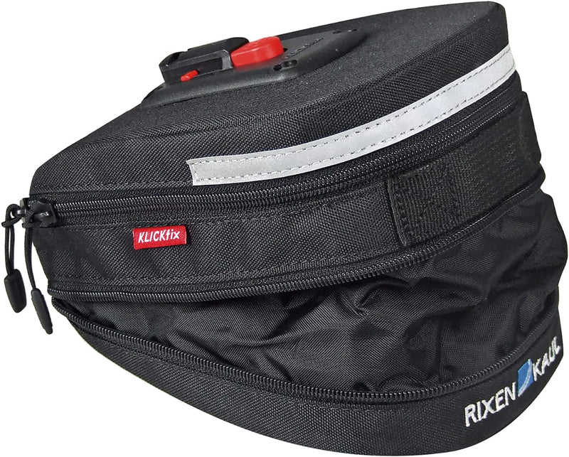 KLICKfix Farradtasche Micro 200 Expandable Schwa Satteltasche, Schwarz, 19 x 12 x 8 cm Single, Singl