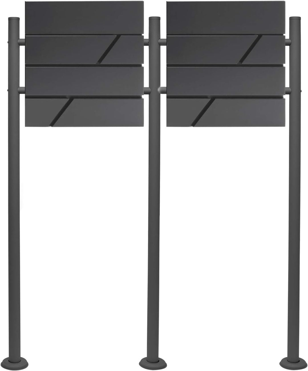 Wiltec 2er Briefkasten Set V14 Anthrazit, Wandbriefkasten mit Schloss, Zeitungsrolle, Ständer, Postk