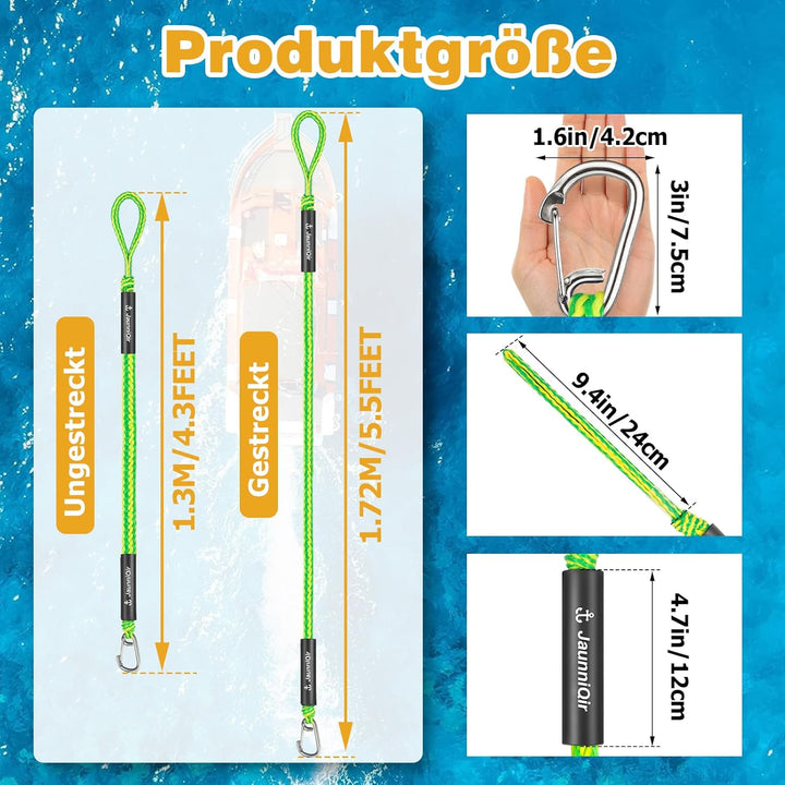 Bungee Boat Dock Line mit 316 Edelstahlclip Bootszubehör,122cm Anlegeleine für Boote, PWC, Kajak, Se