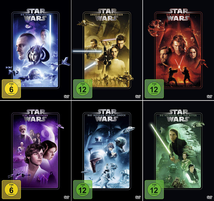 Star Wars 1 - 6 Paket: Dunkle Bedrohung (1) + Angriff der Klonkrieger (2) + Rache der Sith (3) + Ein