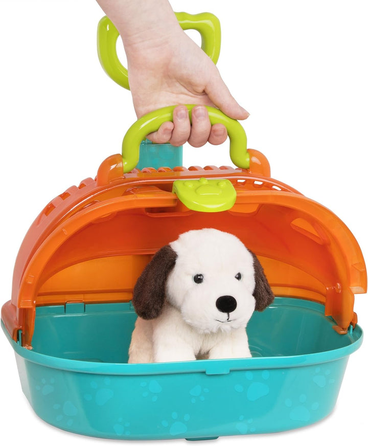 Battat Tierarztkoffer zum Rollen für Kinder mit Kuscheltier Hund, Stethoskop, Spritze – Trolley Tran