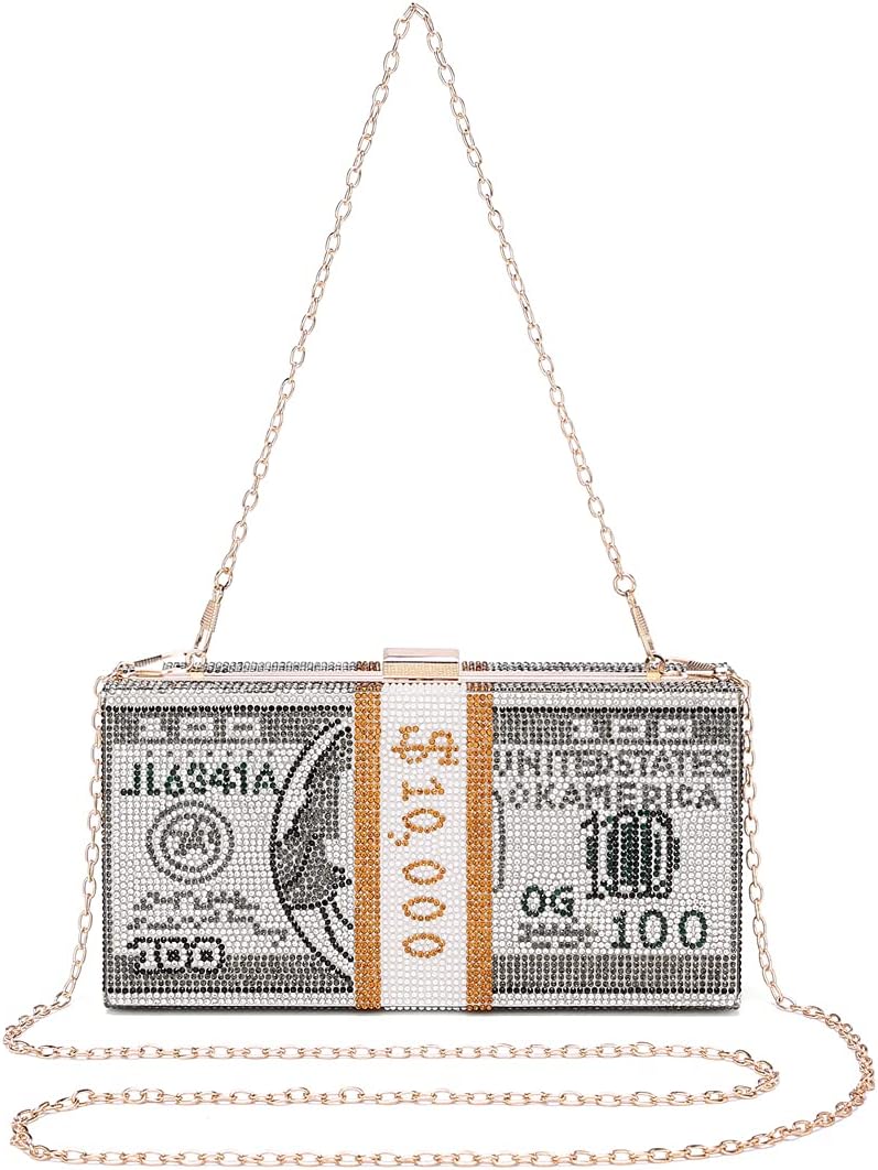 Covelin Dollar Clutch börse für Frauen Strass Abendhandtasche tasche, Grau (grau), Small, Grau