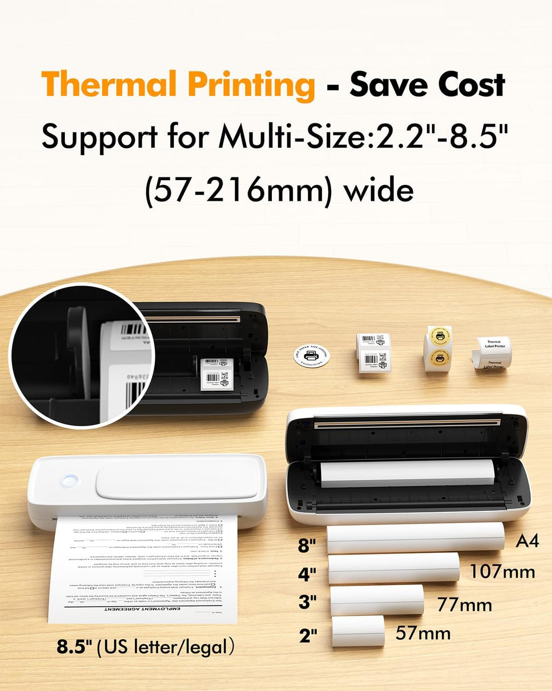 Bisofice A81 Mobiler Drucker A4 Bluetooth Thermodrucker A4 Drucker Klein Kompakt Portable Printer Un