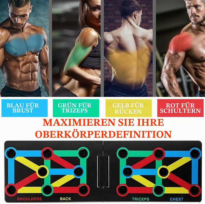 12 in 1 Liegestützbrett Set mit Griffen, Faltbare Push-Up Liegestütz Brett mit Handgriff für Muskelt