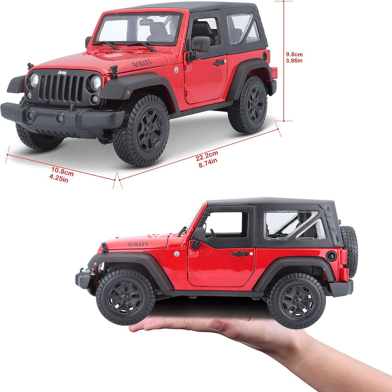 Maisto Jeep Wrangler 2014, Modellauto mit Federung, Massstab 1:18, Türen und Motorhaube beweglich, F