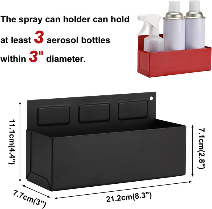 CASOMAN 2PCS Magnetic Aerosol Spray Can Holder, Red & Black, Magnet Toolbox Bottle Holder, Wall Moun