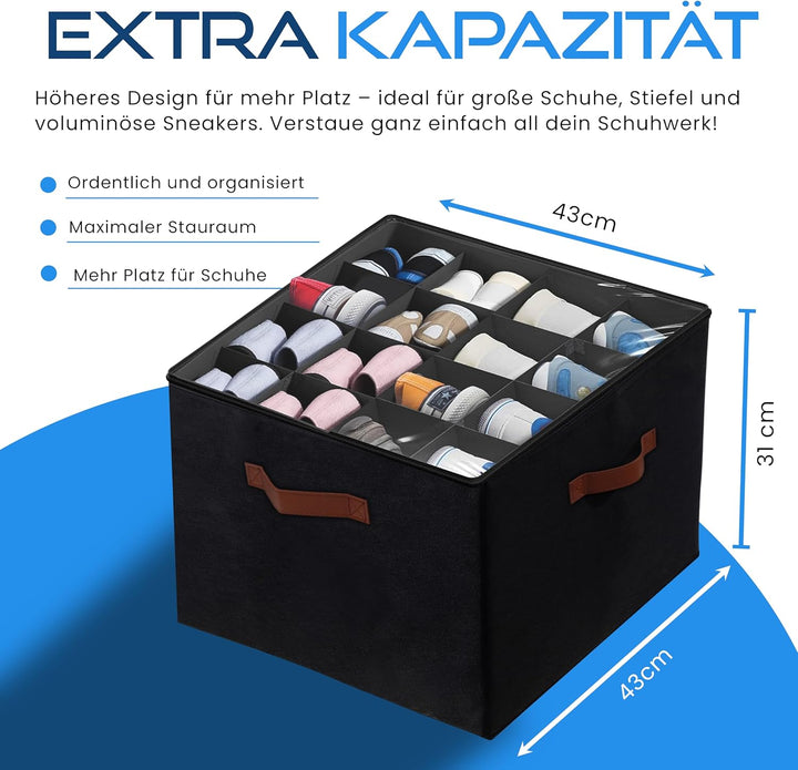 Organizer für Schuhe, inklusive 4 Schuhtaschen, Schuhaufbewahrung für Schrank, Schuhboxen, Schuhboxe