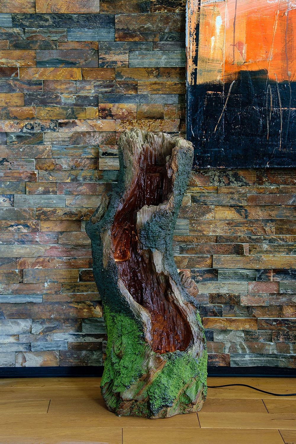 dobar® 96310e Grosser Design Gartenbrunnen Naturgeist | Terrassenbrunnen mit LED-Beleuchtung | Wasse