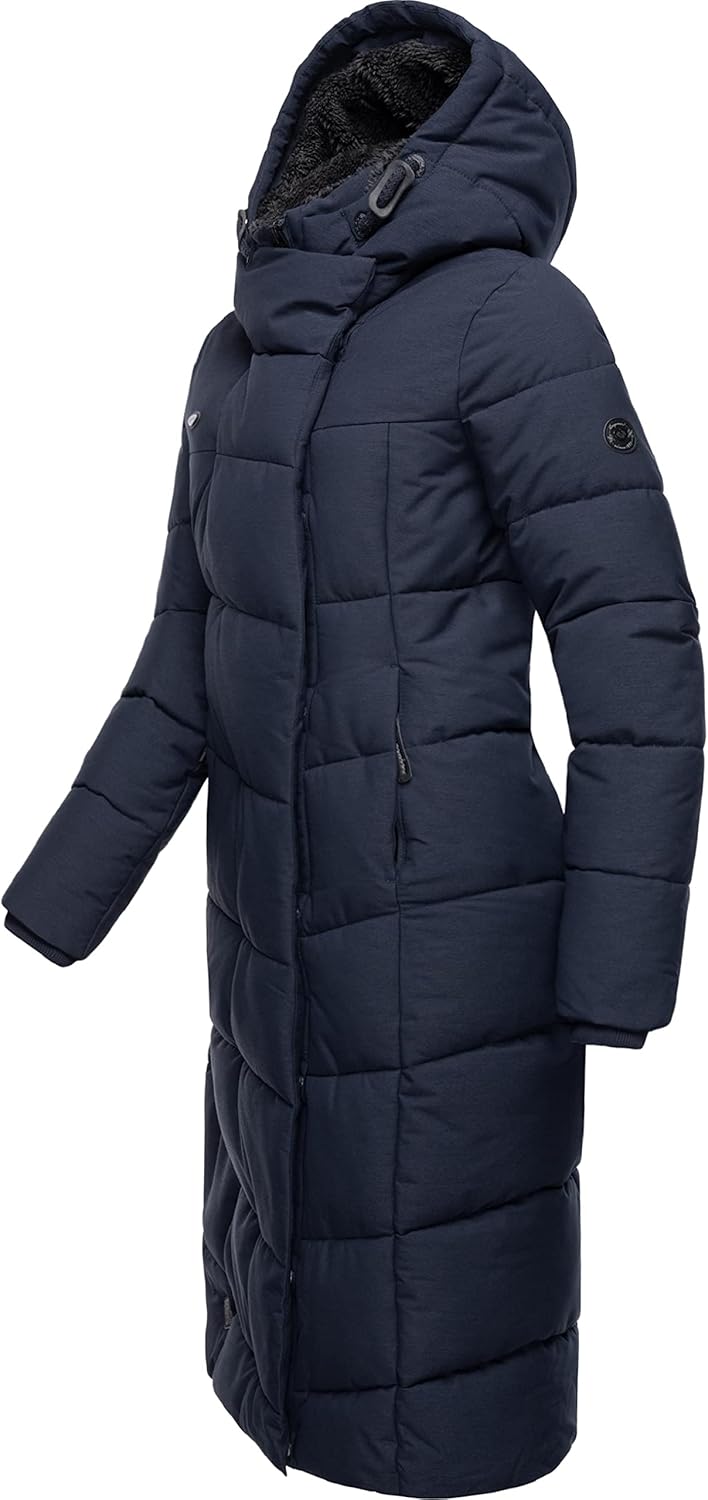 Ragwear Damen atmungsaktiver Wintermantel Warmer wasserdichter Steppmantel lang mit Kapuze Pavla Lon