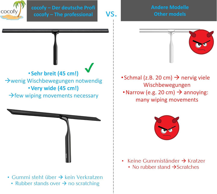 Duschabzieher schwarz matt breit XXL 45 cm | NUR Duschabzieher ohne Zubehör | Flitsche Dusche Duschw