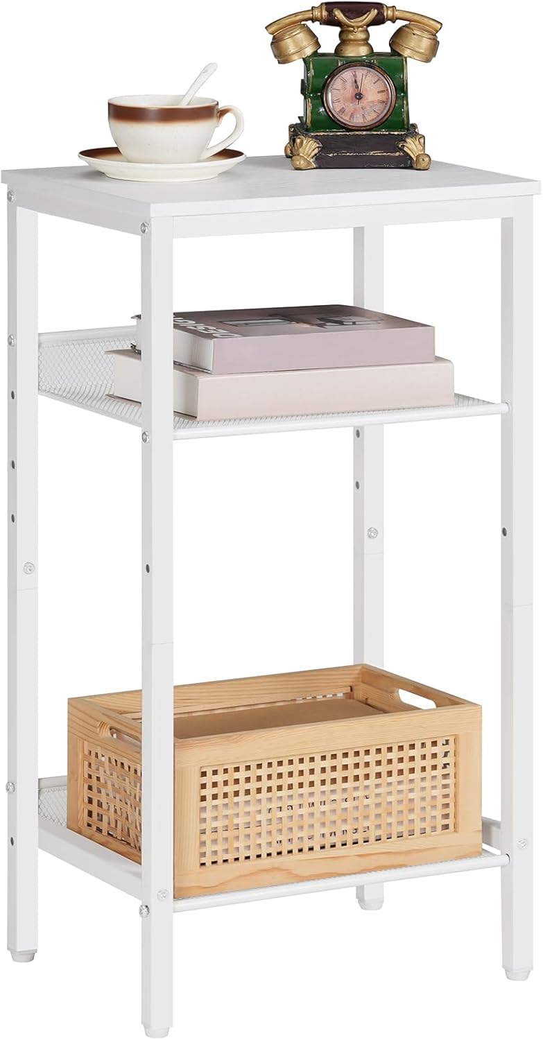 HOOBRO Beistelltisch, Telefontisch mit 2 verstellbaren Gitterablagen 38 x 28 x 74 cm, Sofatisch, Kaf
