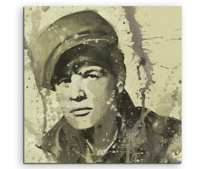 Marlon_Brando_V_60x60cm Splash Art Paul Sinus Aquarell, Gemälde, Kunstbild auf Leinwand