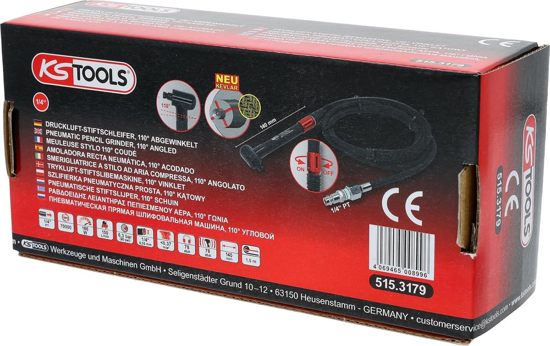 KS Tools 515.3179 Druckluft-Stiftschleifer, 110° abgewinkelt
