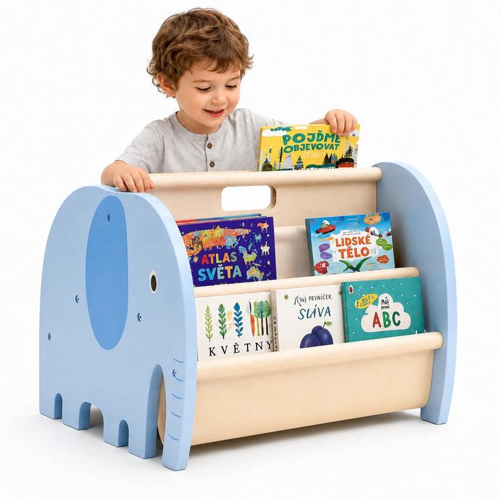 Kinder Bücherregal aus Holz,Montessori Baby Bücherregal mit 4 Ebenen für Kinderzimmer,Tragbares Kind