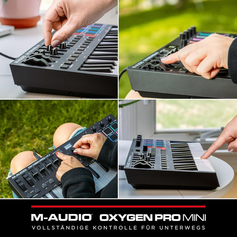 M-Audio Oxygen Pro Mini – 32-Tasten USB MIDI Keyboard Controller mit Beat Pads, MIDI-zuweisbaren Reg