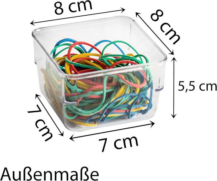 12x Schubladen Ordnungssystem 8x8 cm klar transparent 5,5 cm hoch Antislip - Organizer für Schminkti