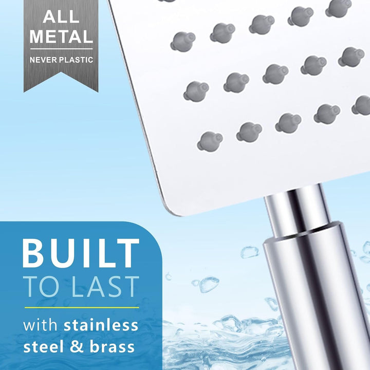 Handbrause Komplett aus Metall, Hochdruck-Duschköpfe von Voolan, Einfache Handbrause aus Chrom mit T