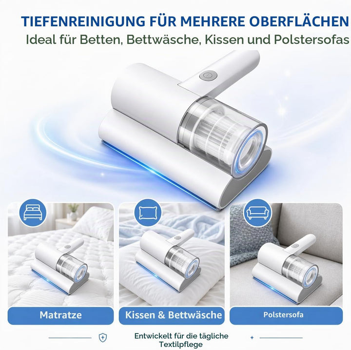 Bettstaubsauger, Matratzenstaubsauger mit Starker Saugkraft, Matratzensauger für Sofas, Tiefenreinig
