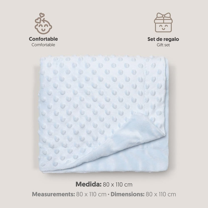 INTERBABY 0881-01 Microfase Babydecke 80 X 110 cm, blau, Blau