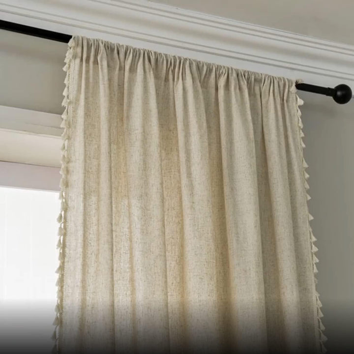 Tospass Vintage Landhausstil Häkeln Stricken Vorhang Boho Bohemien Vorhänge Aushöhlen Quaste 2 Stück