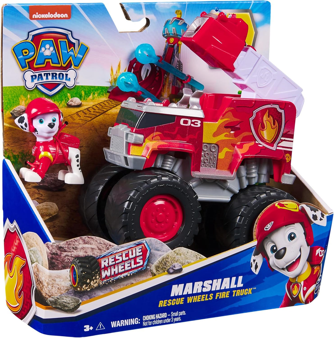 PAW PATROL Rescue Wheels - Marshalls Feuerwehr Monstertruck mit Geschoss-Abwurf und Marshall Hundefi