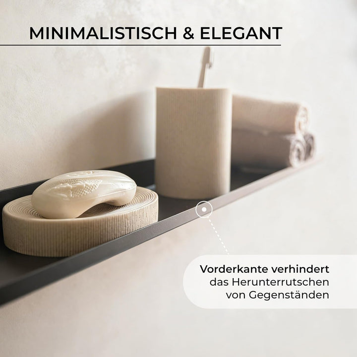 MILUKA Wandregal Schwarz Metall | 2er Set Regal Wand 70 cm Long | Wandboards, Für Dekos, Bilderrahme