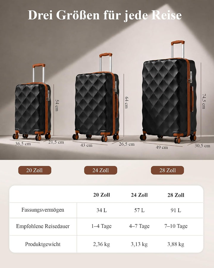 British Traveller Hartschalenkoffer Mittelgross Handgepäck Koffer 61 * 42 * 26cm Reisekoffer Mittelg