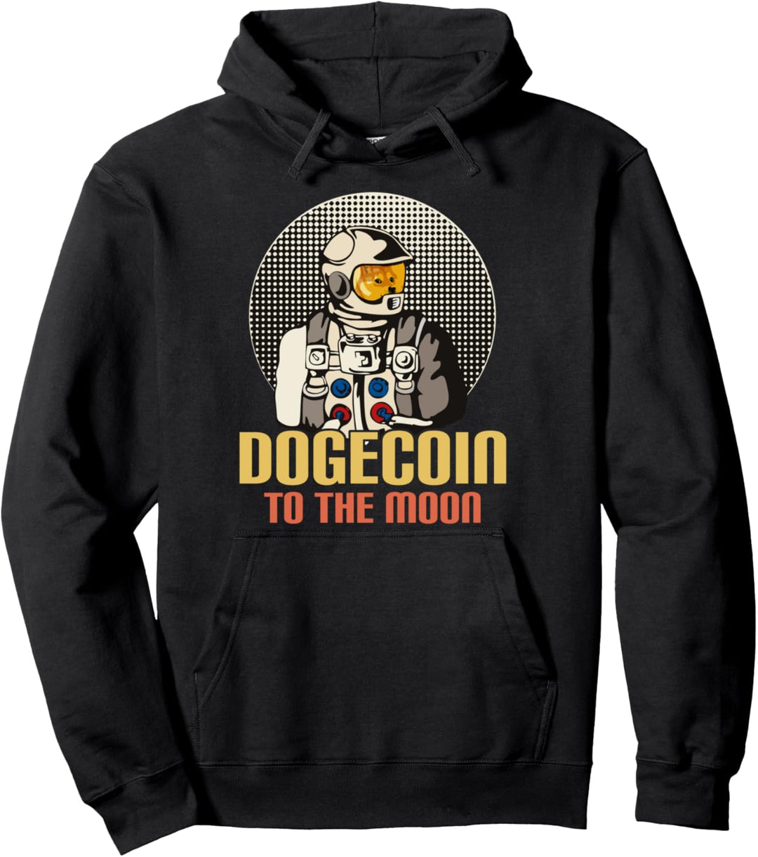 Retro Vintage Dogecoin To The Moon Cool Pullover Hoodie