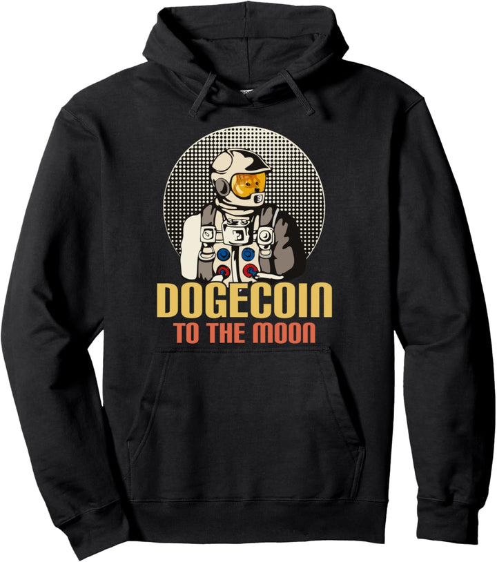 Retro Vintage Dogecoin To The Moon Cool Pullover Hoodie