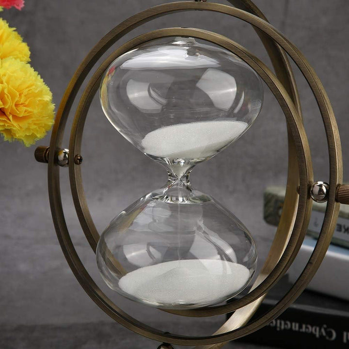 Sanduhr, Rotierende Sanduhr Timer 15 Minuten Vintage Metall Sanduhr Zeitschaltuhr aus Glas Sandglas