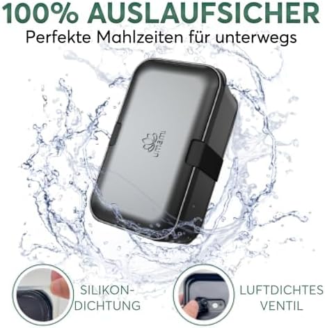 Umami Lunchbox Erwachsene, Verschachtelbar Auslaufsichere Bento Box mit 4 Bestecke & Fächern, Brotdo